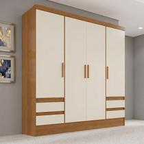 Guarda-Roupa Casal 04 Portas 04 Gavetas Bernardi Off White/Cinamomo