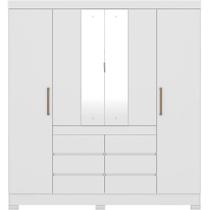 Guarda Roupa Casal 04 Portas Com Espelho 66510 Branco Demobile Branco