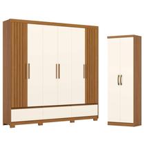Guarda Roupa Casal 06 Portas 03 Gavetas Kaian D347 com Armário Multiuso Margarida Cinamomo Off White - Henn Guarda Roupa Casal 06 Portas 03 Gavetas Kaian D347 com Armário Multiuso Margarida Cinamomo Off White - Henn