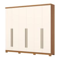Guarda Roupa Casal 06 Portas 03 Gavetas New Jade D345 Cinamomo Off White - Henn