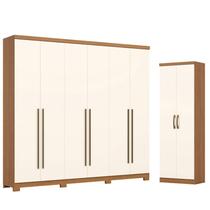 Guarda Roupa Casal 06 Portas 03 Gavetas New Jade D345 com Armário Multiuso Margarida Cinamomo Off White - Henn Guarda Roupa Casal 06 Portas 03 Gavetas New Jade D345 com Armário Multiuso Margarida Cinamomo Off White - Henn