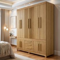 Guarda Roupa Casal 10 Portas 3 Gavetas 100% Mdf Lucca