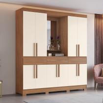 Guarda Roupa Casal 10 Portas 3 Gavetas com Espelho e Pés em ABS