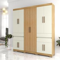 Guarda-Roupa Casal 10 Portas 4 Gavetas Freijo/Off White