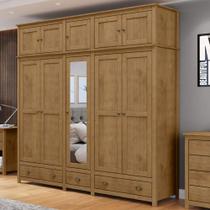 Guarda Roupa Casal 10 Portas Com Espelho e Maleiro Mazzaro F06 Freijó - Lyam Decor Guarda Roupa Casal 10 Portas Com Espelho e Maleiro Mazzaro F06 Freijó - Lyam Decor