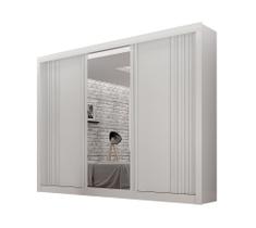 Guarda-roupa Casal 100% MDF 3 Portas 4 Gavetas com Espelho Central Milano Leifer Móveis