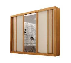 Guarda-roupa Casal 100% MDF 3 Portas 4 Gavetas com Espelho Central Milano Leifer Móveis