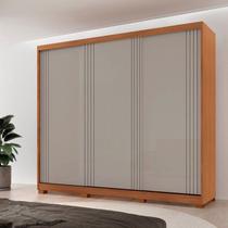 Guarda-Roupa Casal 100% MDF 3 Portas de Correr 4 Gavetas 6 Prateleiras e com Pés Chile Off White/Mar Guarda-Roupa Casal 100% MDF 3 Portas de Correr 4 Gavetas 6 Prateleiras e com Pés Chile Off White/Mar