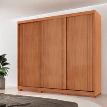 Guarda-Roupa Casal 100% MDF 3 Portas de Correr 4 Gavetas com 6 Prateleiras e c/ Pés Chile Marrom/Mar Guarda-Roupa Casal 100% MDF 3 Portas de Correr 4 Gavetas com 6 Prateleiras e c/ Pés Chile Marrom/Mar