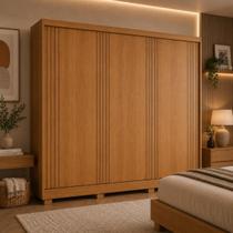 Guarda-roupa Casal 100% MDF 3 Portas de Correr 4 Gavetas com Pés 182cm Multimóveis CR35538 Guarda-roupa Casal 100% MDF 3 Portas de Correr 4 Gavetas com Pés 182cm Multimóveis CR35538