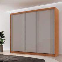 Guarda-Roupa Casal 100% MDF 3 Portas de Correr com 2 Gavetas Chile Off White/Marromle Guarda-Roupa Casal 100% MDF 3 Portas de Correr com 2 Gavetas Chile Off White/Marromle