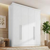 Guarda Roupa Casal 100% MDF 4 Portas e 4 Gavetas Bergamo Branco Guarda Roupa Casal 100% MDF 4 Portas e 4 Gavetas Bergamo Branco