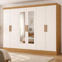 Guarda-Roupa Casal 100% MDF 6 Portas 2 Gavetas Jatobá Yescasa Cinamomo/Off White