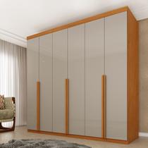 Guarda Roupa Casal 100% MDF 6 Portas 4 Gavetas 218cm Milano Yescasa Bege/Cinamomo/Off White