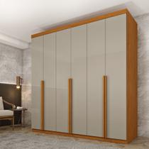 Guarda Roupa Casal 100% MDF 6 Portas 4 Gavetas 218cm Milano Yescasa Bege/Cinamomo/Off White Guarda Roupa Casal 100% MDF 6 Portas 4 Gavetas 218cm Milano Yescasa Bege/Cinamomo/Off White