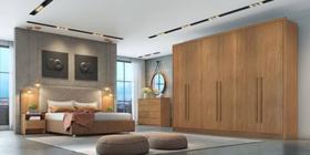 Guarda Roupa Casal 100% MDF 6 Portas 8 Gavetas - Livorno-Cumaru - Móveis Novo Horizonte