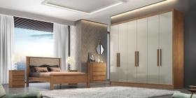 Guarda Roupa Casal 100% MDF 6 Portas 8 Gavetas - Rizon -Cumaru/Fendi - Móveis Novo Horizonte