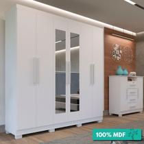 Guarda-Roupa Casal 100% Mdf 6 Portas Com Espelho 4 Gavetas Sevilha Prime Imop Branco Neve