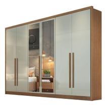 Guarda-Roupa Casal 100% Mdf 6 Portas Com Espelho 6 Gavetas Livorno Novo Horizonte Cumaru Fendi