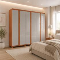 Guarda-roupa Casal 100% MDF 6 Portas e 2 Gavetas com Pés 180cm Multimóveis CR35547 Guarda-roupa Casal 100% MDF 6 Portas e 2 Gavetas com Pés 180cm Multimóveis CR35547
