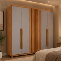 Guarda-roupa Casal 100% MDF 6 Portas e 4 Gavetas com Pés 220cm Multimóveis CR35526 Guarda-roupa Casal 100% MDF 6 Portas e 4 Gavetas com Pés 220cm Multimóveis CR35526