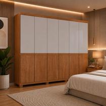 Guarda-roupa Casal 100% MDF 6 Portas e 4 Gavetas com Pés 220cm Multimóveis CR35544 Guarda-roupa Casal 100% MDF 6 Portas e 4 Gavetas com Pés 220cm Multimóveis CR35544
