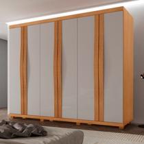Guarda-Roupa Casal 100% MDF 6 Portas e 6 Gaveta com Pés Olimp Marrom/Marromle/Off White Guarda-Roupa Casal 100% MDF 6 Portas e 6 Gaveta com Pés Olimp Marrom/Marromle/Off White