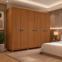 Guarda-roupa Casal 100% MDF 6 Portas e 6 Gavetas com Pés 273cm Multimóveis CR35545 Guarda-roupa Casal 100% MDF 6 Portas e 6 Gavetas com Pés 273cm Multimóveis CR35545