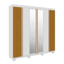 Guarda Roupa Casal 100 Mdf 6 Portas Ripado 6 Gavetas Eliza Acp Móveis Branco Cinamomo ACP MOVEIS