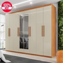 Guarda-roupa Casal 100% Mdf 8 Portas E 4 Gavetas Herrera Com Espelho - Tudo De Móveis Cinamomo/off Guarda-roupa Casal 100% Mdf 8 Portas E 4 Gavetas Herrera Com Espelho - Tudo De Móveis Cinamomo/off