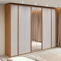 Guarda-roupa Casal 100% Mdf 8 Portas Easy Glow Com Espelhos Amendoa Clean/off White