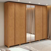 Guarda-Roupa Casal 100% MDF 8 Portas Easy Glow com Espelhos e Pés Amendoa Clean - Móveis Lopas