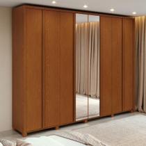 Guarda-roupa Casal 100% Mdf 8 Portas Easy Glow Com Espelhos E Pés Frassino