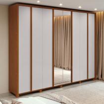 Guarda-roupa Casal 100% Mdf 8 Portas Easy Glow Com Espelhos E Pés Frassino/off White