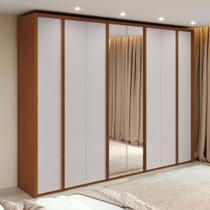 Guarda-Roupa Casal 100% MDF 8 Portas Easy Glow com Espelhos Frassino/Off White