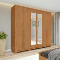 Guarda-roupa Casal 100%mdf Alonzo 6 Portas 4gav Com Espelho E Pés Amêndoa