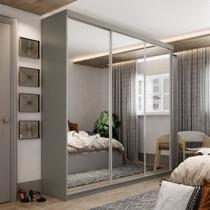 Guarda-Roupa Casal 100% MDF BP com 3 Portas de Espelho Geneve Cinza/Urbi Guarda-Roupa Casal 100% MDF BP com 3 Portas de Espelho Geneve Cinza/Urbi