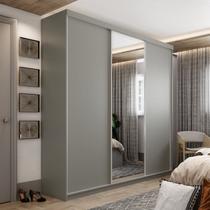 Guarda-Roupa Casal 100% MDF BP com 3 Portas e 1 Espelho Geneve Cinza/Urbi Guarda-Roupa Casal 100% MDF BP com 3 Portas e 1 Espelho Geneve Cinza/Urbi