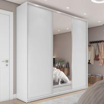 Guarda Roupa Casal 100% MDF BP com 3 Portas e 1 Espelho Zermatt Branco Guarda Roupa Casal 100% MDF BP com 3 Portas e 1 Espelho Zermatt Branco
