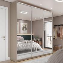 Guarda Roupa Casal 100% MDF BP com 3 Portas Espelho Zermatt Bege Guarda Roupa Casal 100% MDF BP com 3 Portas Espelho Zermatt Bege