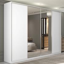 Guarda Roupa Casal 100% MDF BP com 4 Portas e 2 Espelhos Zermatt Branco