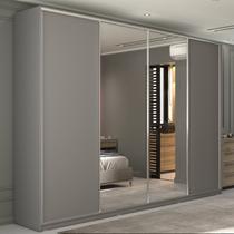 Guarda-Roupa Casal 100% MDF BP com 4 Portas e 2 Espelhos Zermatt Cinza