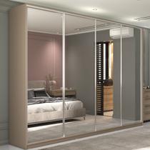 Guarda Roupa Casal 100% MDF BP com 4 Portas Espelhos Zermatt Bege Guarda Roupa Casal 100% MDF BP com 4 Portas Espelhos Zermatt Bege