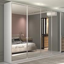 Guarda Roupa Casal 100% MDF BP com 4 Portas Espelhos Zermatt Branco Guarda Roupa Casal 100% MDF BP com 4 Portas Espelhos Zermatt Branco