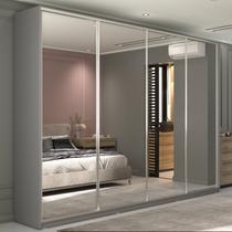 Guarda-Roupa Casal 100% MDF BP com 4 Portas Espelhos Zermatt Cinza Guarda-Roupa Casal 100% MDF BP com 4 Portas Espelhos Zermatt Cinza