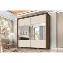 Guarda Roupa Casal 100% Mdf California Porta Correr Com Espelho 7 Gavetas Canela Off White Carmolar