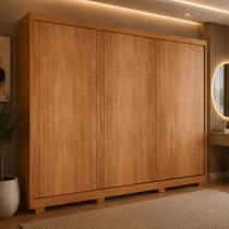 Guarda-roupa Casal 100% MDF com 3 Portas de Correr e Pés 182cm Multimóveis CR35532 Guarda-roupa Casal 100% MDF com 3 Portas de Correr e Pés 182cm Multimóveis CR35532