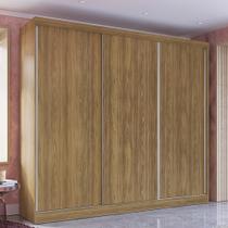 Guarda-Roupa Casal 100% MDF Kappesberg 3 Portas de Correr 8 Gavetas Nogueira