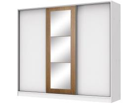 Guarda Roupa Casal 100% MDF Madesa Eros 3 Portas de Correr com Espelho - Branco/Branco/Rustic