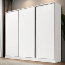 Guarda-Roupa Casal 100% MDF Madesa Nantes 3 Portas de Correr Branco